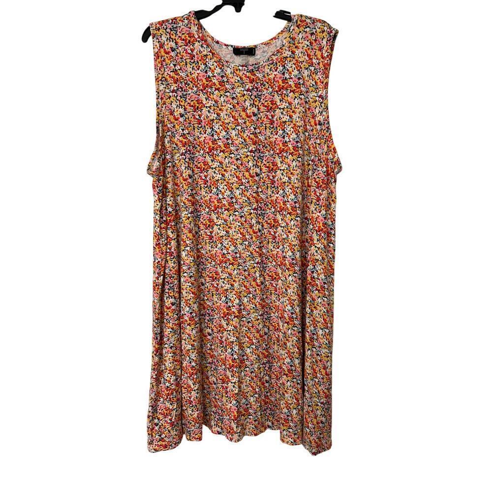 T TAHARI Multi Color Ditsy Floral Print Sleeveless Summer Beachy Dress 3X